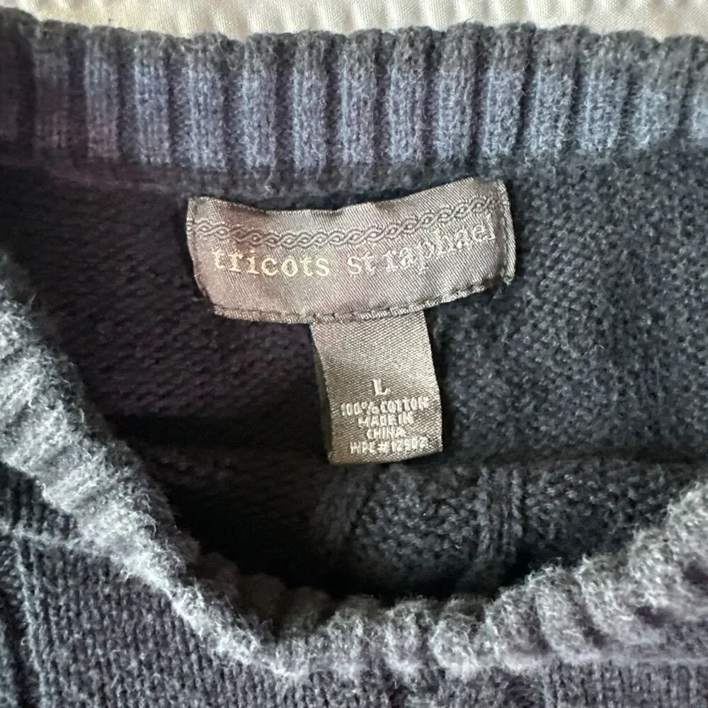 Vintage Tricots St. Raphael Sweater Mens Large Navy Cotton